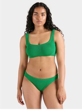 NWOT Hunza G Xandra Green Bikini Square Neck Stretch One Size Summer Beach